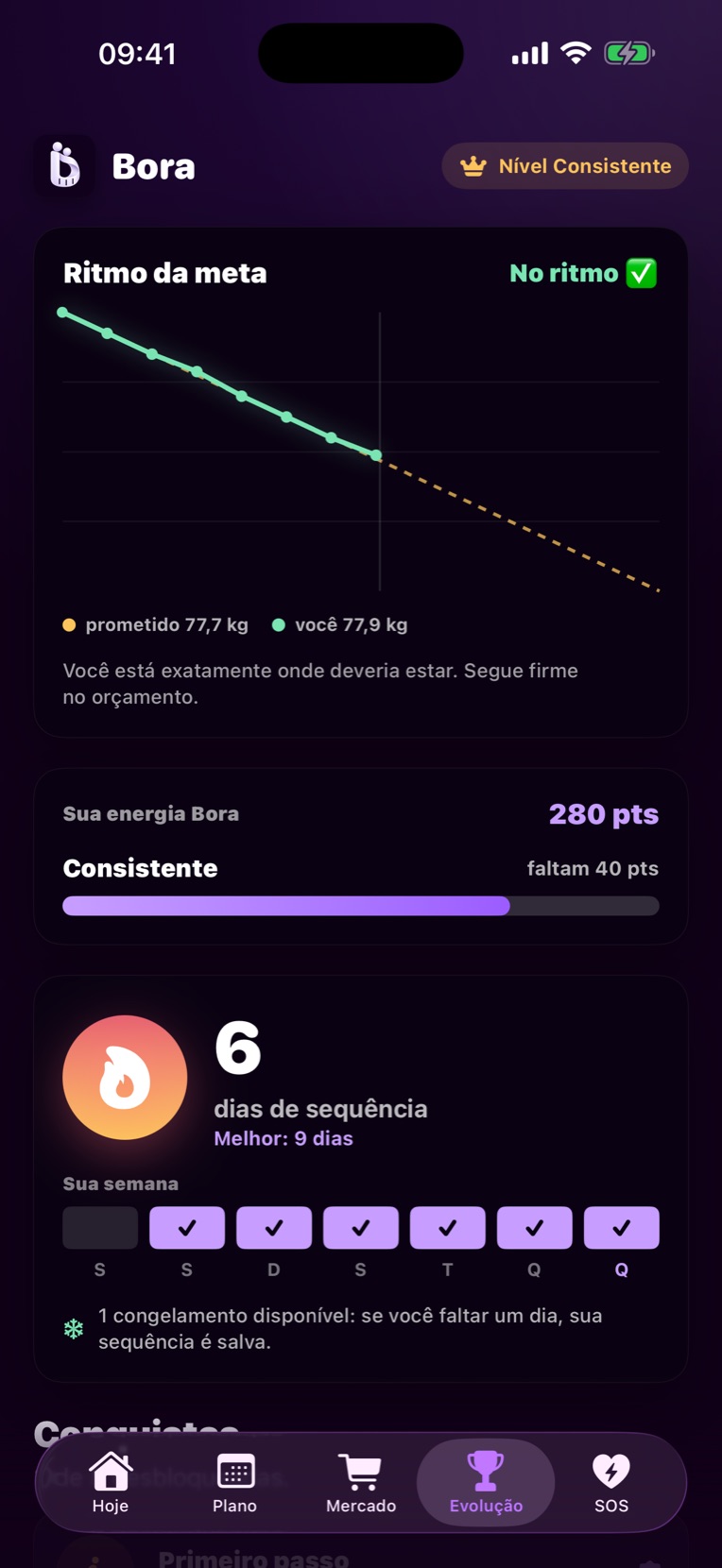 Gráfico do ritmo da meta