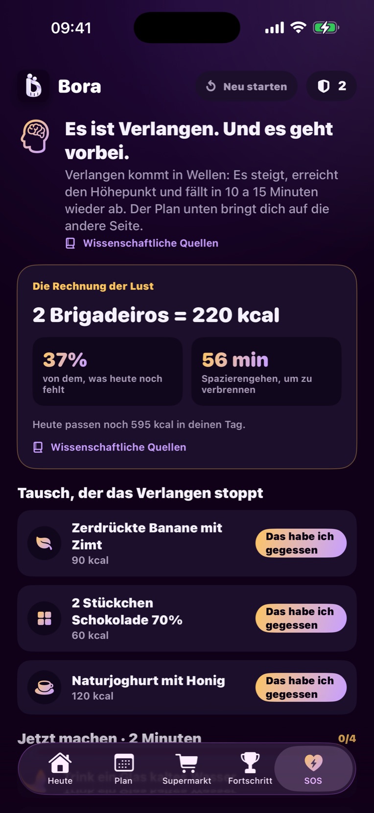 Heißhunger-SOS-Bildschirm