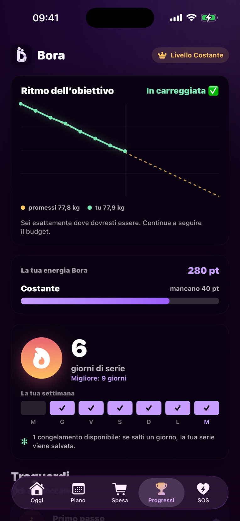 Grafico del ritmo dell’obiettivo