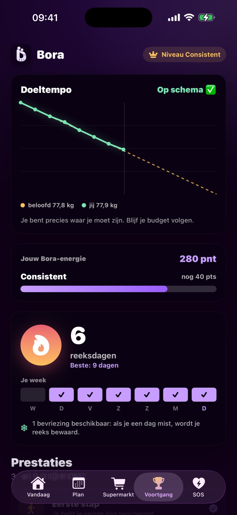 Grafiek van het doeltempo